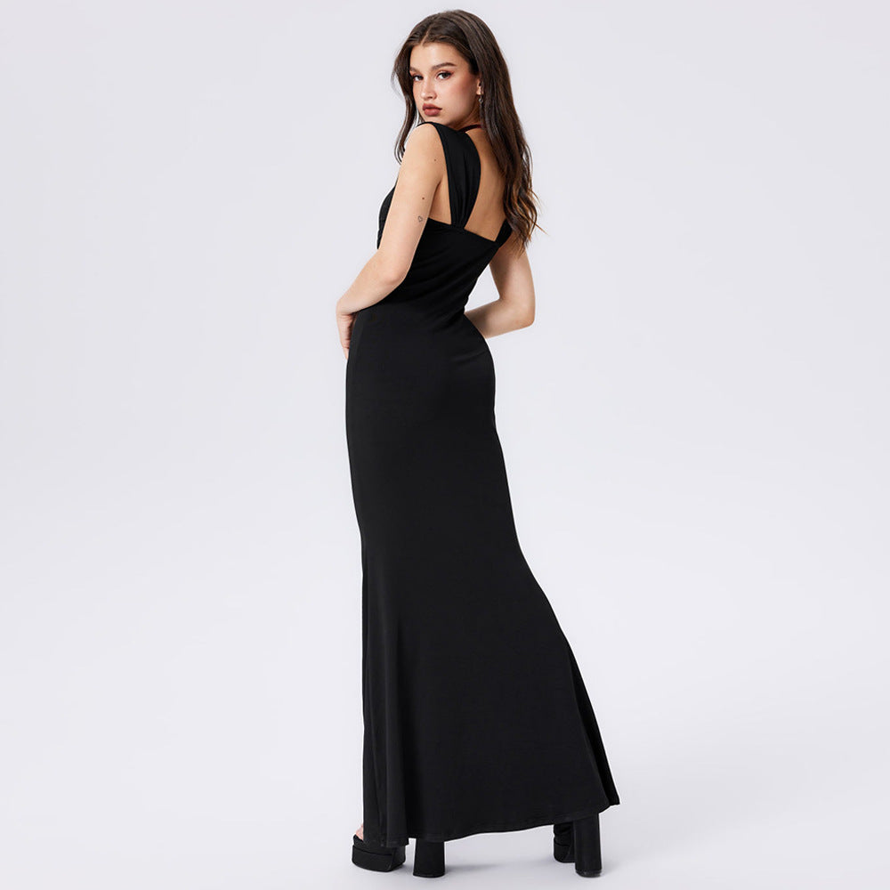 Robe maxi ajustée pour femme avec des détails drapés Chic & Stil