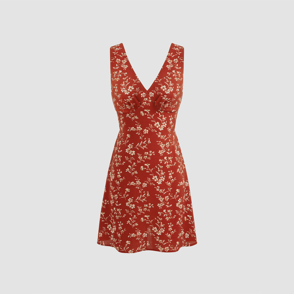 Robe mini florale pour femmes avec décolleté en V profond et coupe moulante Chic & Stil