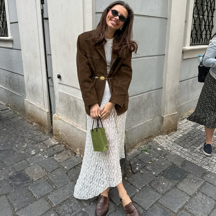 Ladies Oversized Modern Chic Suede Jacket and Style