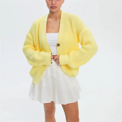 Casual knitted cardigan for women with button details and flared sleeves Amarae