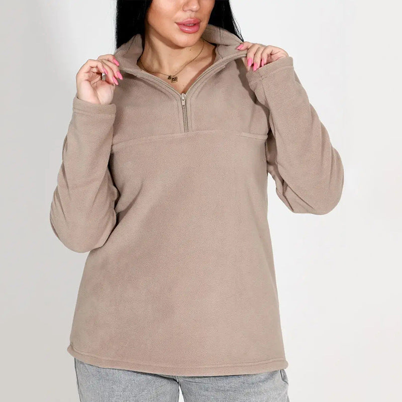 Ladies fleece sweater with high collar Lune London