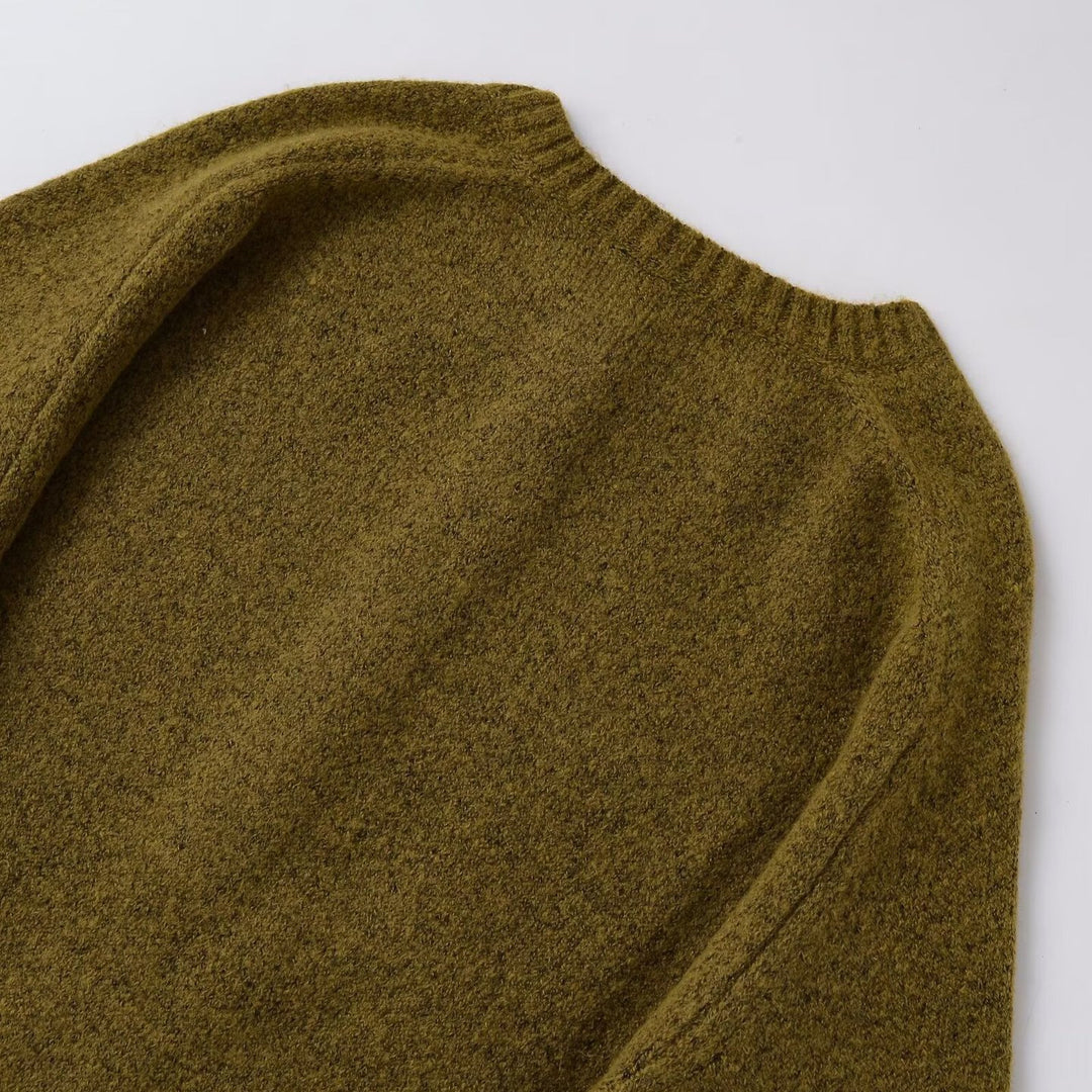 Women's Boucle Pullover with Henley Button Placket and Raglan Sleeves Amarae