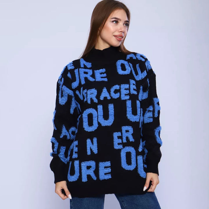 Pull tendance pour femmes avec col montant et coupe oversize Chic & Stil