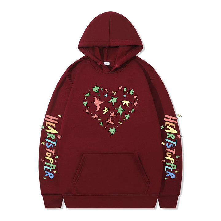 Women's hoodie with creative heart and leaf design Lune London