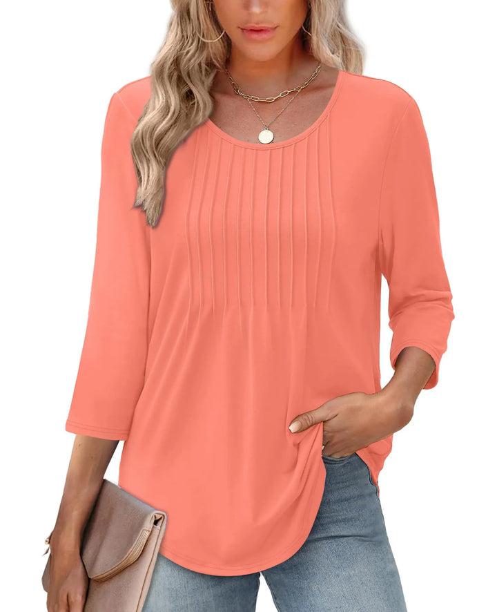 Ladies elegant long sleeve shirt with gathers Lune London