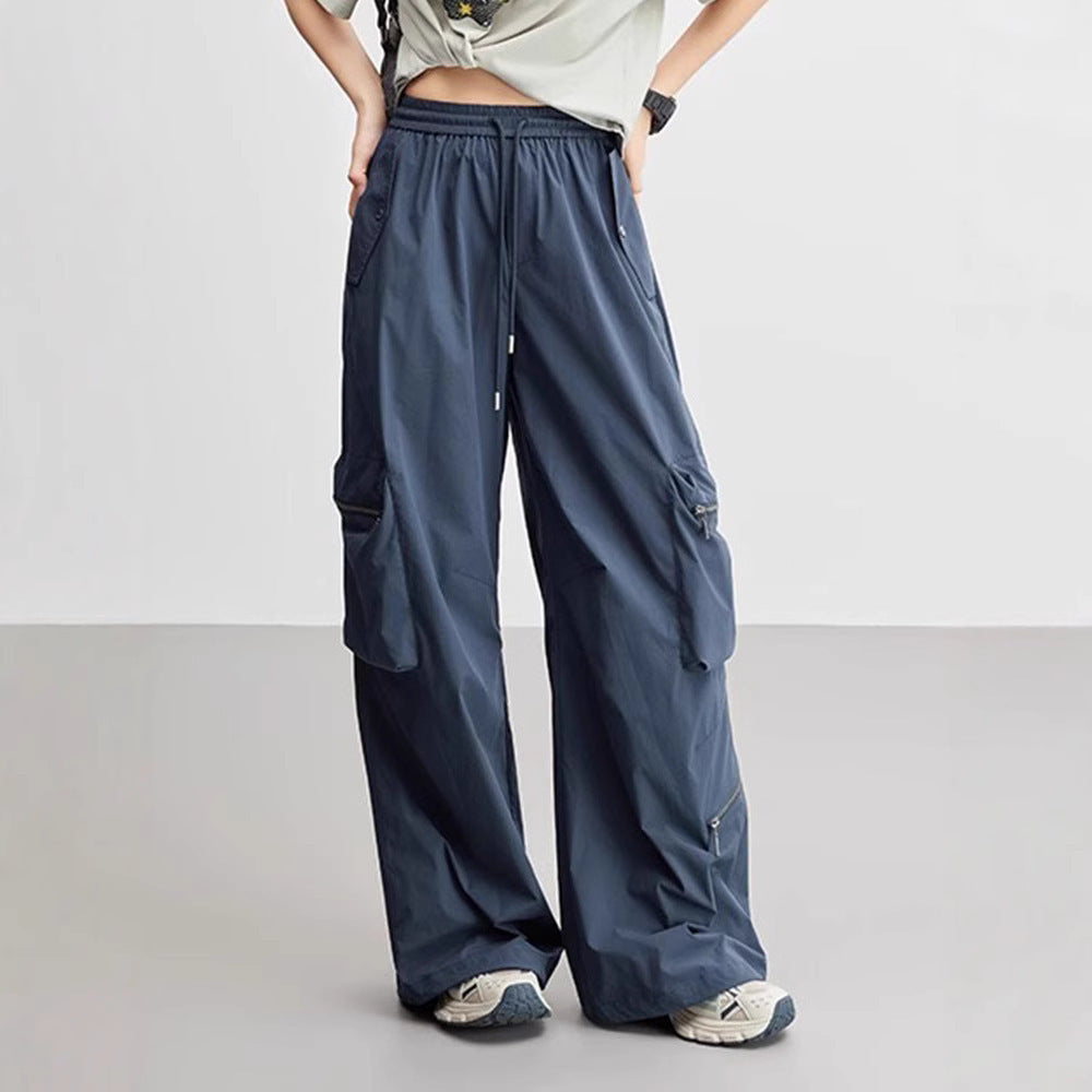 Functional cargo pants for women with elastic waist and practical zip pockets Lune London