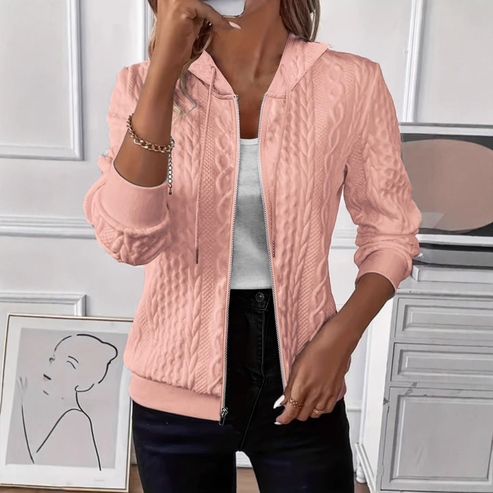 Women's knitted cardigan with hood and cable knit pattern Lune London