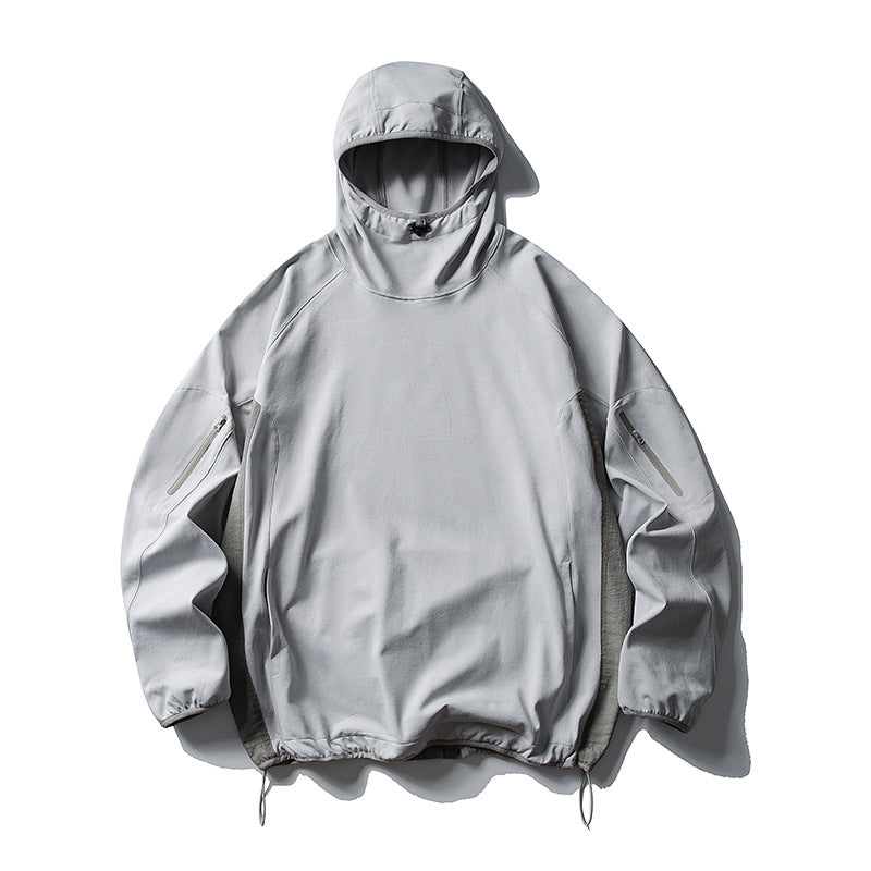 Unisex Lightweight Technical Hooded Anorak with Raglan Sleeves, Arm Pockets and Drawstring Amarae