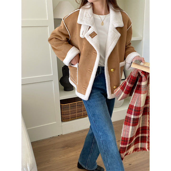 Women's oversized teddy jacket with designer seams Chic & Stil