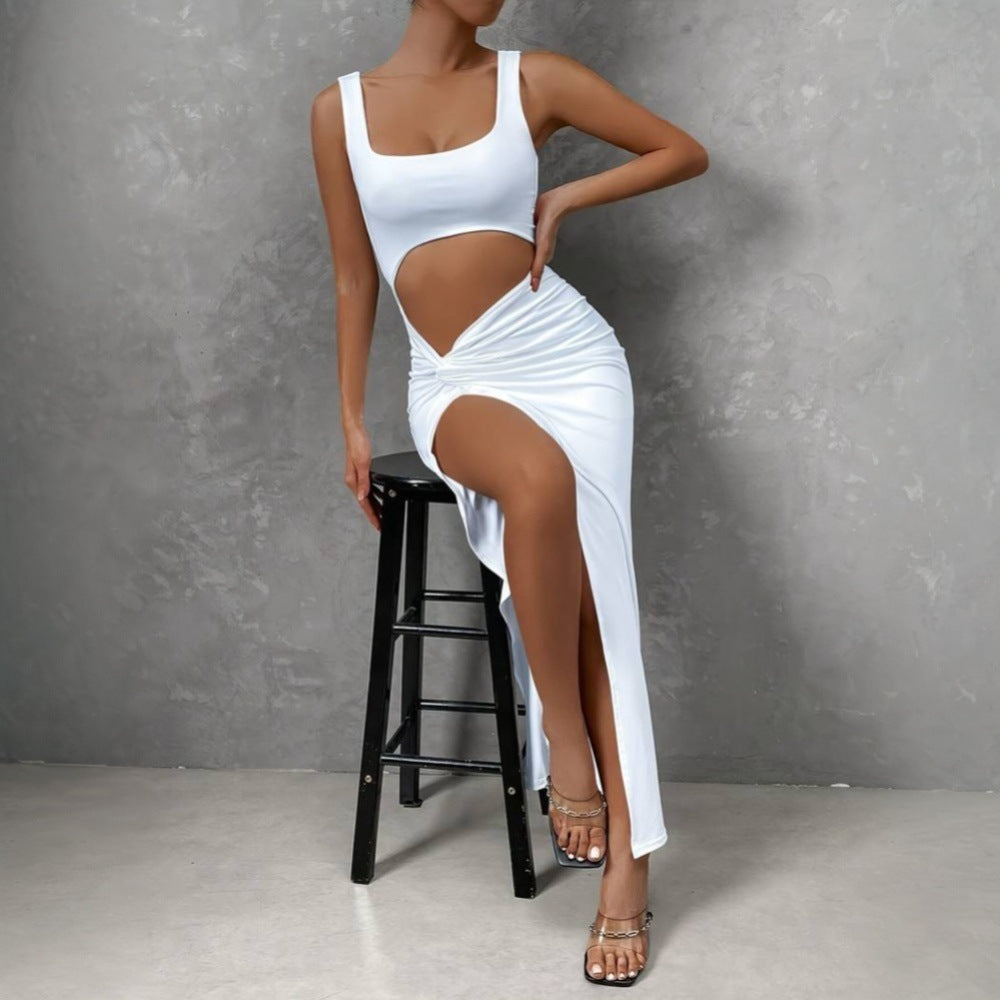 Robe maxi découpée pour femme avec design élégant enroulé et fente haute Chic & Stil