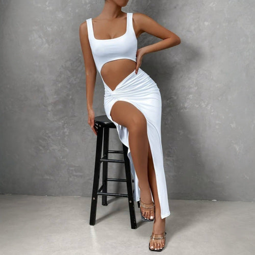 Robe maxi découpée pour femme avec design élégant enroulé et fente haute Chic & Stil