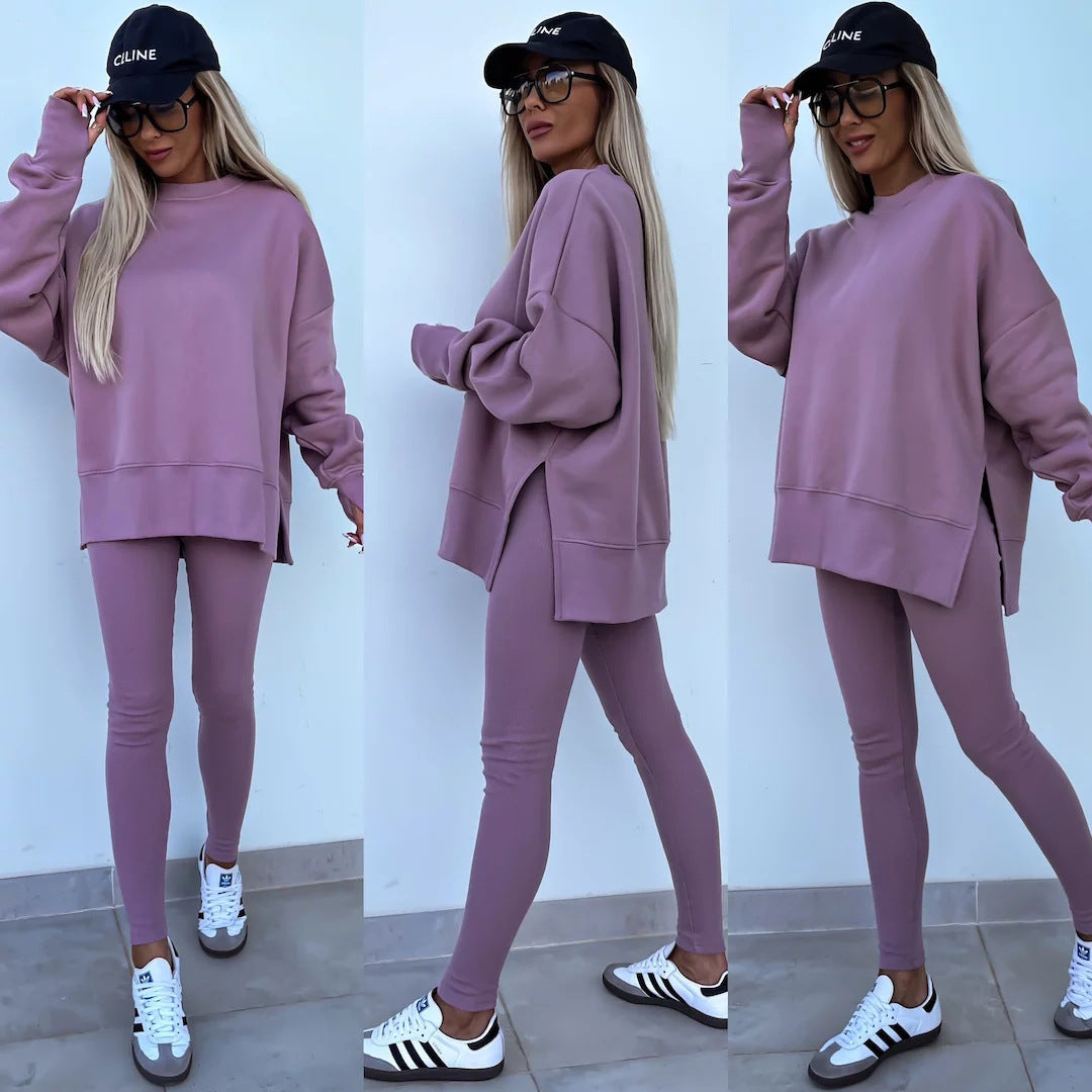 Ladies Oversized Casual Sweatshirt and Chic Leggings Set