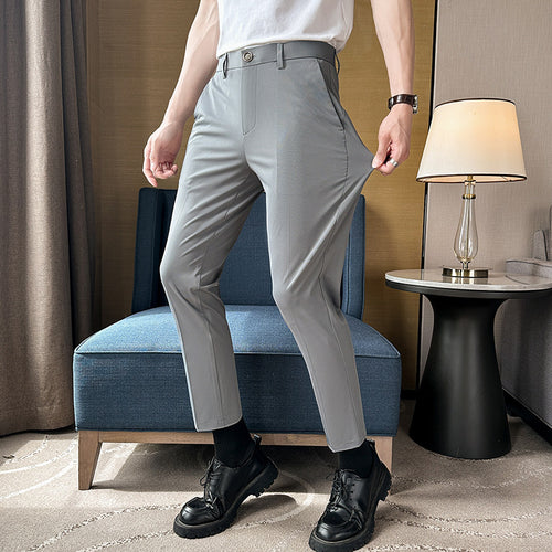 Elegant high-waisted slim-fit pants for men with practical pockets Amarae
