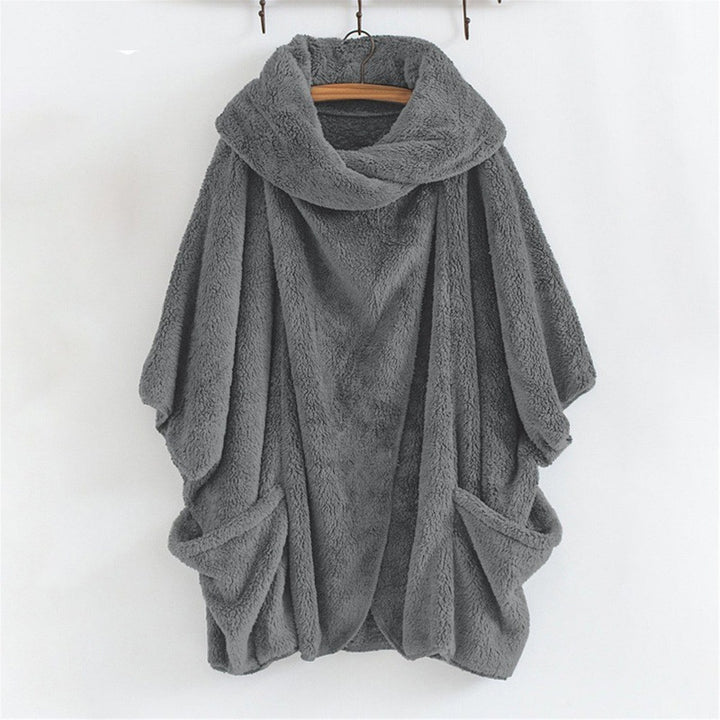 Women Oversize Cozy Poncho with large funnel neck and kangaroo pockets Amarae