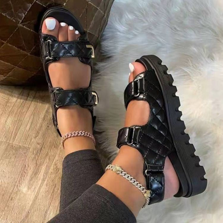 Platform sandals for ladies with ergonomic strap design and non-slip sole Lune London