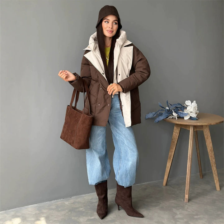 Women padded double-breasted parka with removable quilted inner vest Amarae