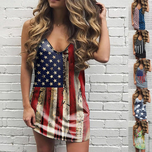 Casual mini dress for ladies with deep V-neck and star design Amarae
