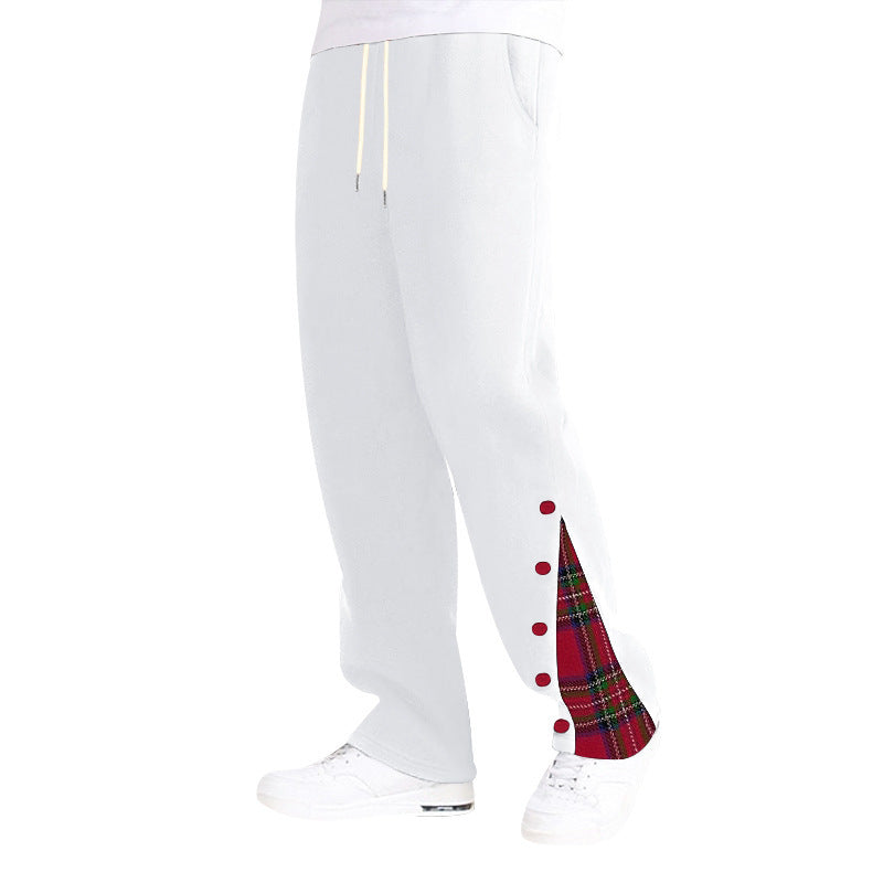 Casual sports pants for men with button details and tartan appliqués Lune London