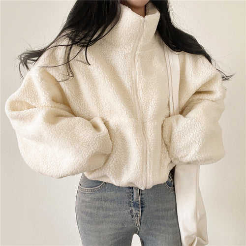 Women's cozy fleece jacket with high collar and zipper Amarae