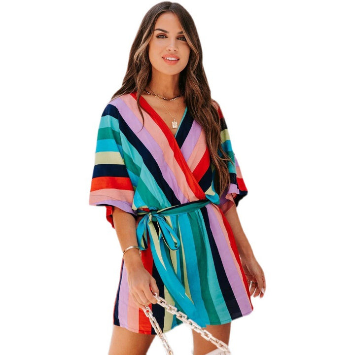 Chic striped wrap dress for women Lune London