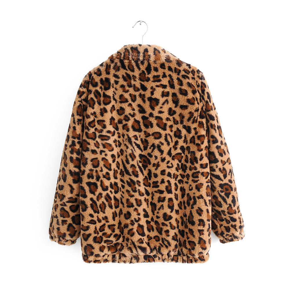 Veste en fourrure léopard pour femmes avec fermeture éclair Chic & Stil