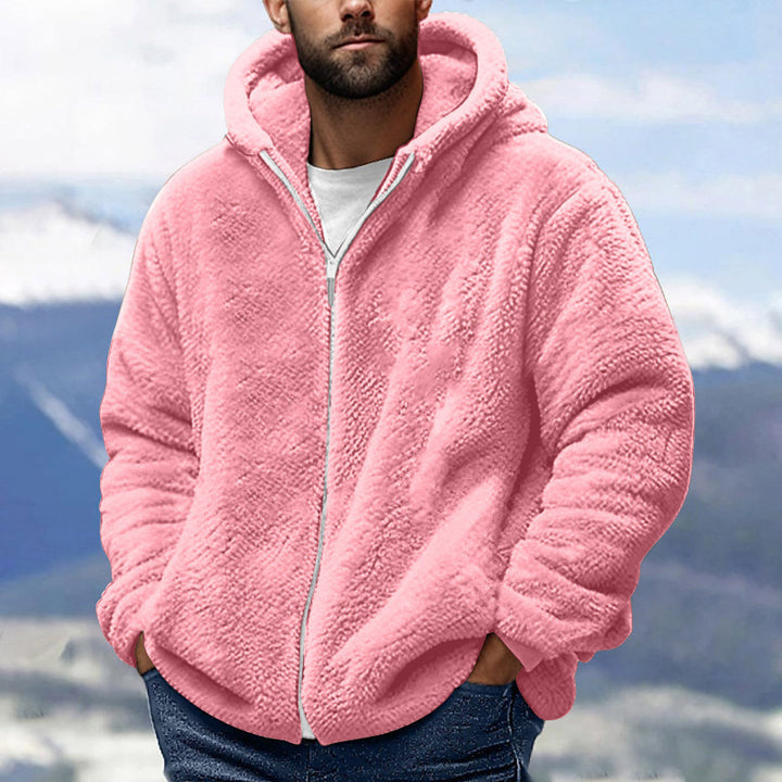 Men's Cozy Teddy Fleece Zip-Up Hoodie with Oversized Fit Amarae