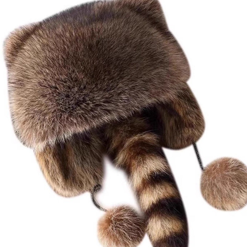 Women Cozy faux fur hat with side pom poms Lune London