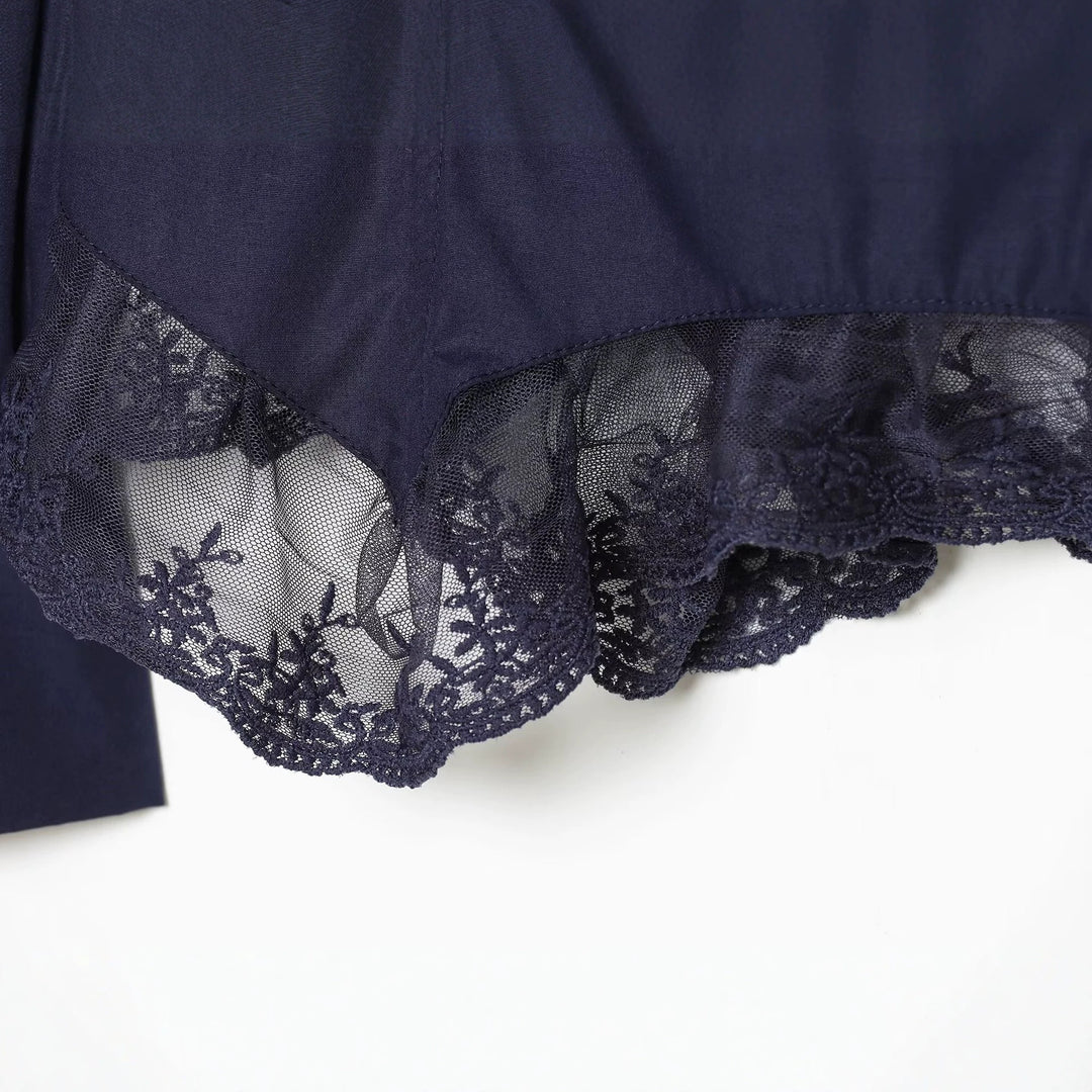 Women's blouse with volume sleeves and lace trim Amarae