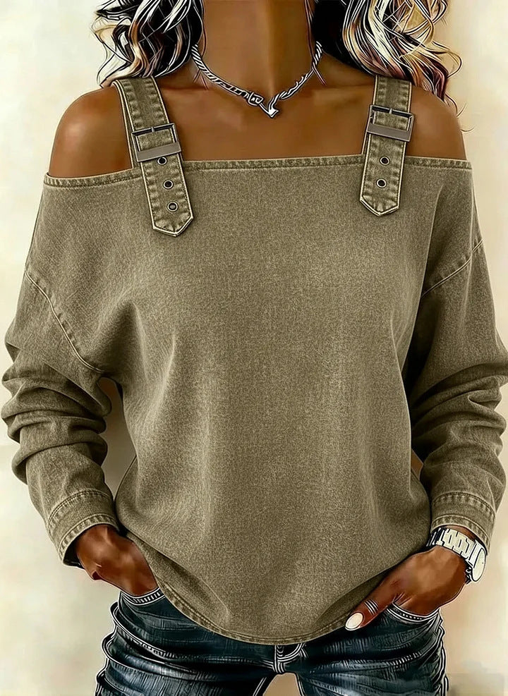 Women's casual sweatshirt with decorative shoulder details Chic & Stil