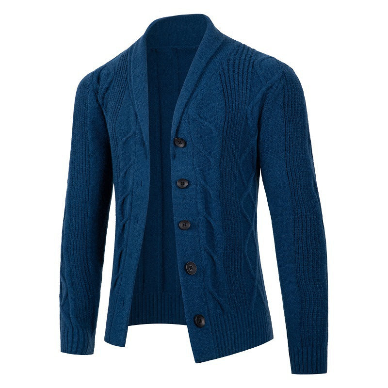 Men's knitted cable pattern jacket with chic and stylish button placket