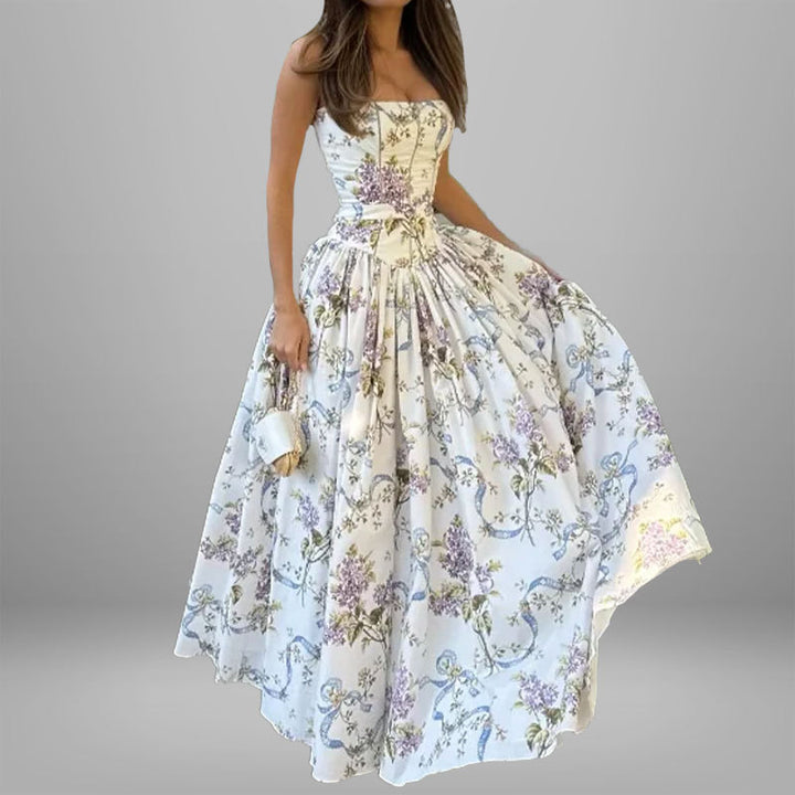 Robe maxi femme avec motifs floraux et haut froncé Chic & Stil
