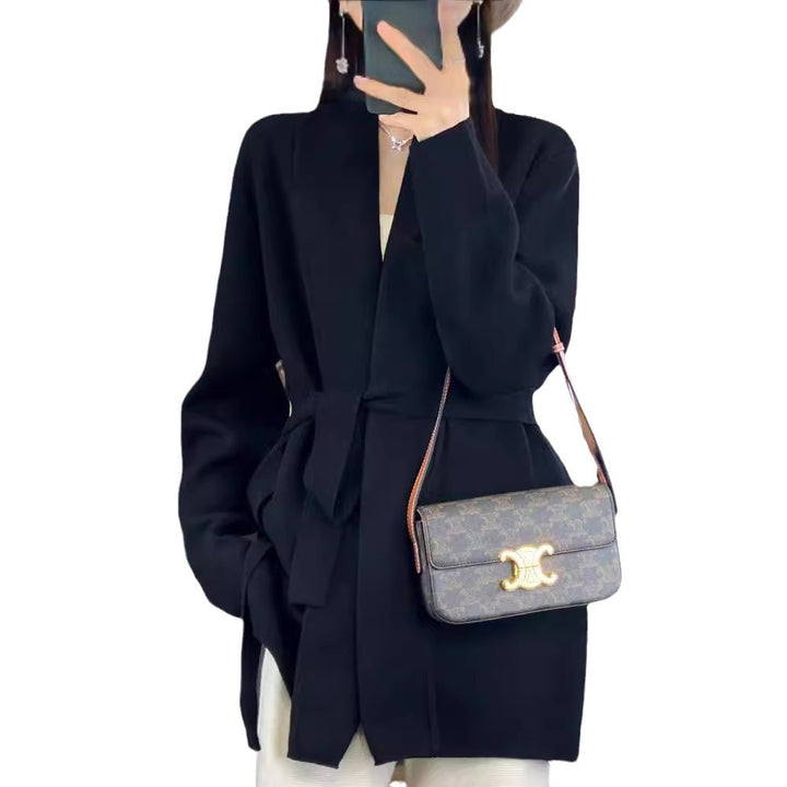 Cardigan long élégant pour femme avec ceinture et coupe décontractée Chic & Stil