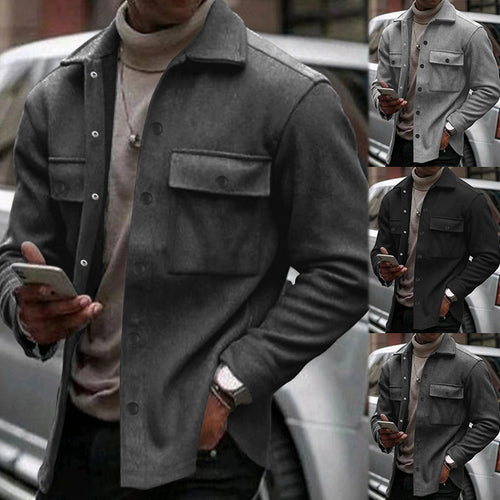 Casual shirt jacket for men with practical pockets and modern high collar Amarae