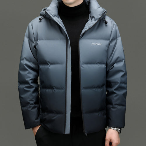 Warm padded jacket for men with practical hood and innovative insulation Amarae