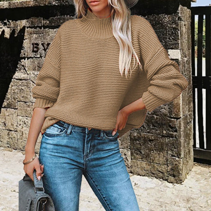 Pull en maille épaisse pour femmes avec col haut et coupe décontractée surdimensionnée Chic & Stil
