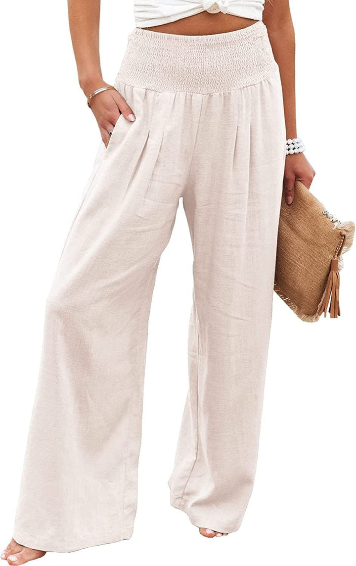 Pantalon Palazzo décontracté pour femmes avec taille élastique et poches latérales Chic & Stil