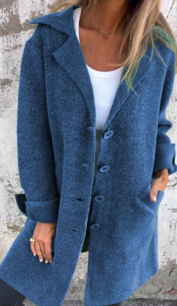 Amarae | Coat - Mid-length - Loose Fit - Wool Look - Single-breasted with Lapels