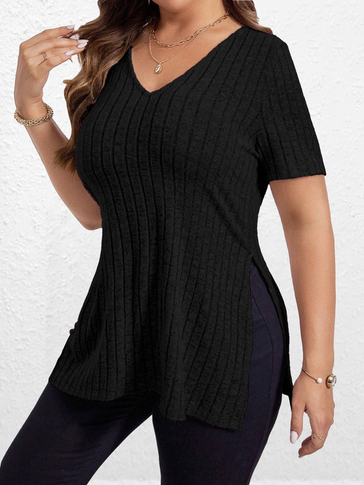 Chic Textured V Neck Women's Tunic and Style