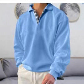Long sleeve polo shirt for men with an elegant V neck and stylish contrasting details Amarae