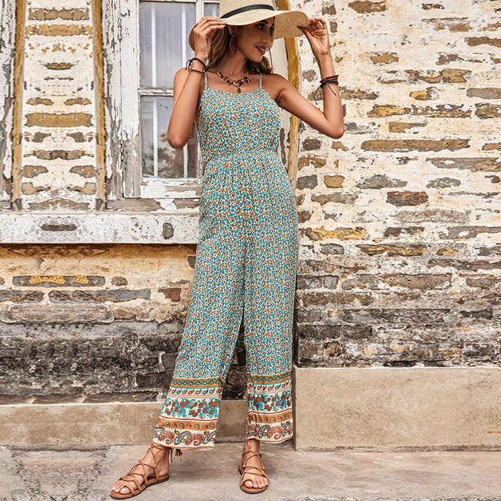 Ladies Bohemian floral pattern jumpsuit Lune London