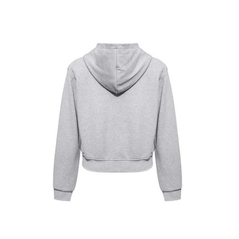 Women's Short Fitted Hoodie Sweat Jacket with Two-Way Zipper and Pockets Amarae