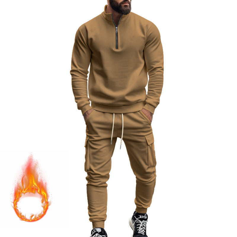 Men's fleece sports set with functional zipper and cargo pants Lune London