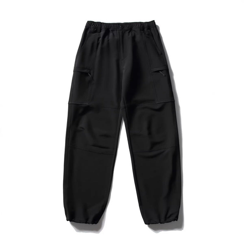 Men's Technical Cargo Casual Pants with Elastic Waistband, Knee Panels, and Zipper Pockets Amarae