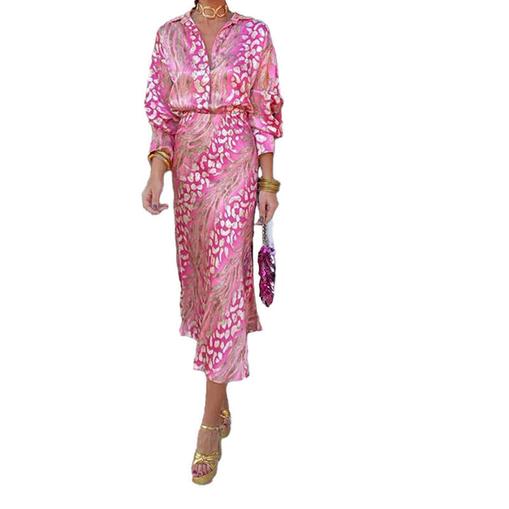Robe maxi élégante pour femme avec motif scintillant et fronces Chic & Stil