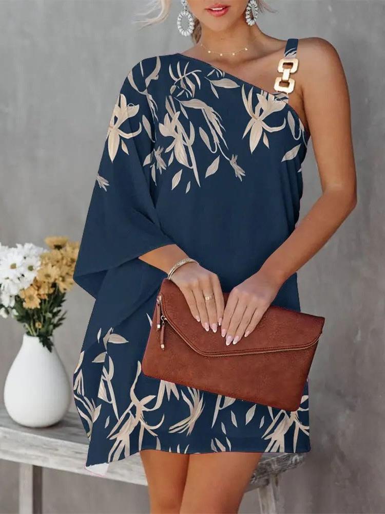 Asymmetrical fashion dress for women with floral design and elegant straps Lune London