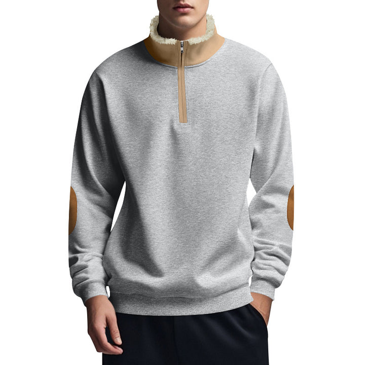 Fleece pullover for men with high collar and zipper Amarae