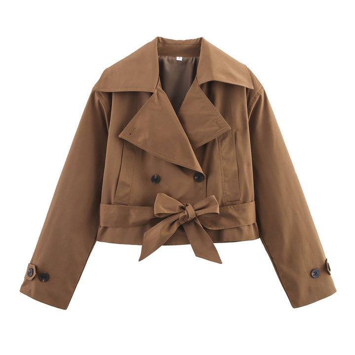 Veste courte élégante pour femme avec large col et ceinture à nouer Chic & Stil