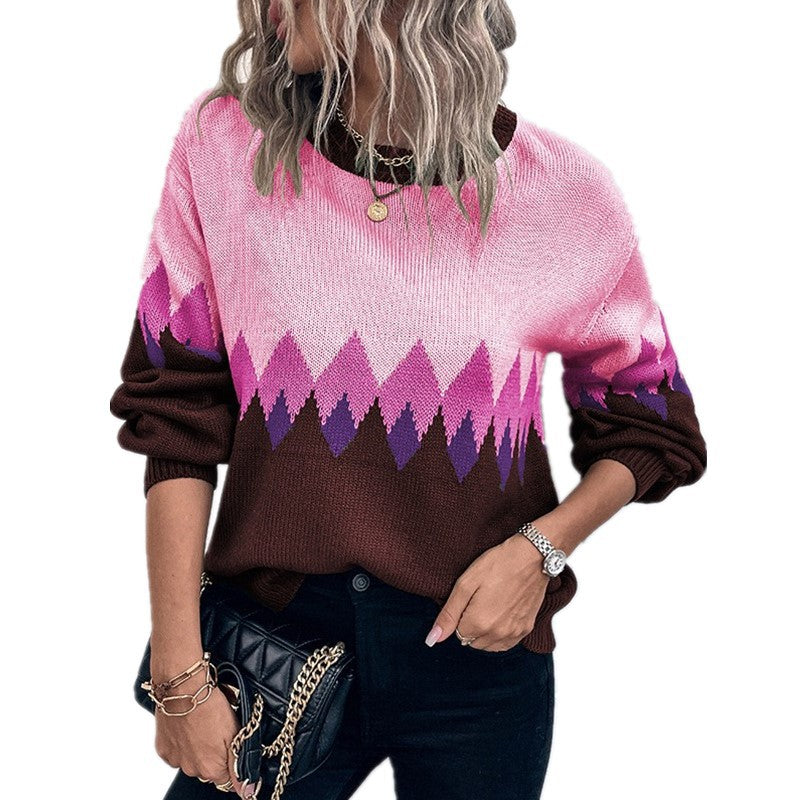 Women's sweater with trendy mountain pattern and comfortable round neck Lune London