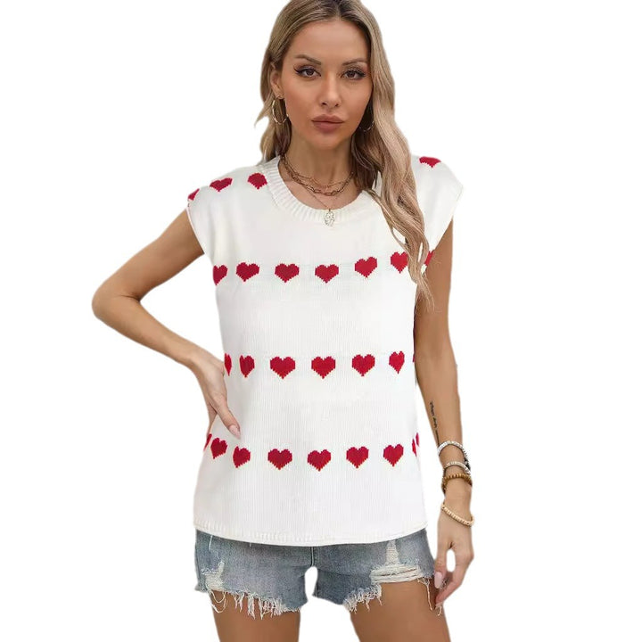 Haut tricoté pour femmes avec motif en coeur et coupe décontractée Chic & Stil