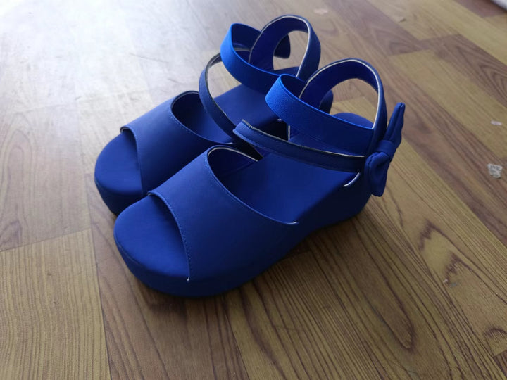 Ladies Wedge Sandals with Elegant Bow Application and Non-Slip Sole Lune London